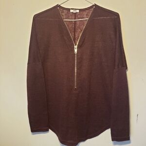 Burgundy Zip-Up Sweater